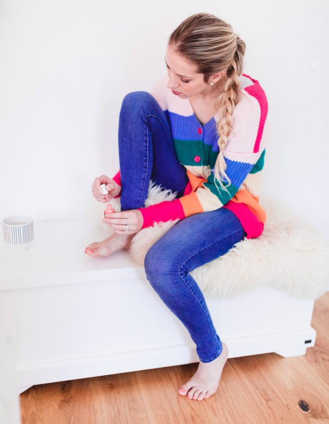 Regenbogen Cardigan und Me-Time